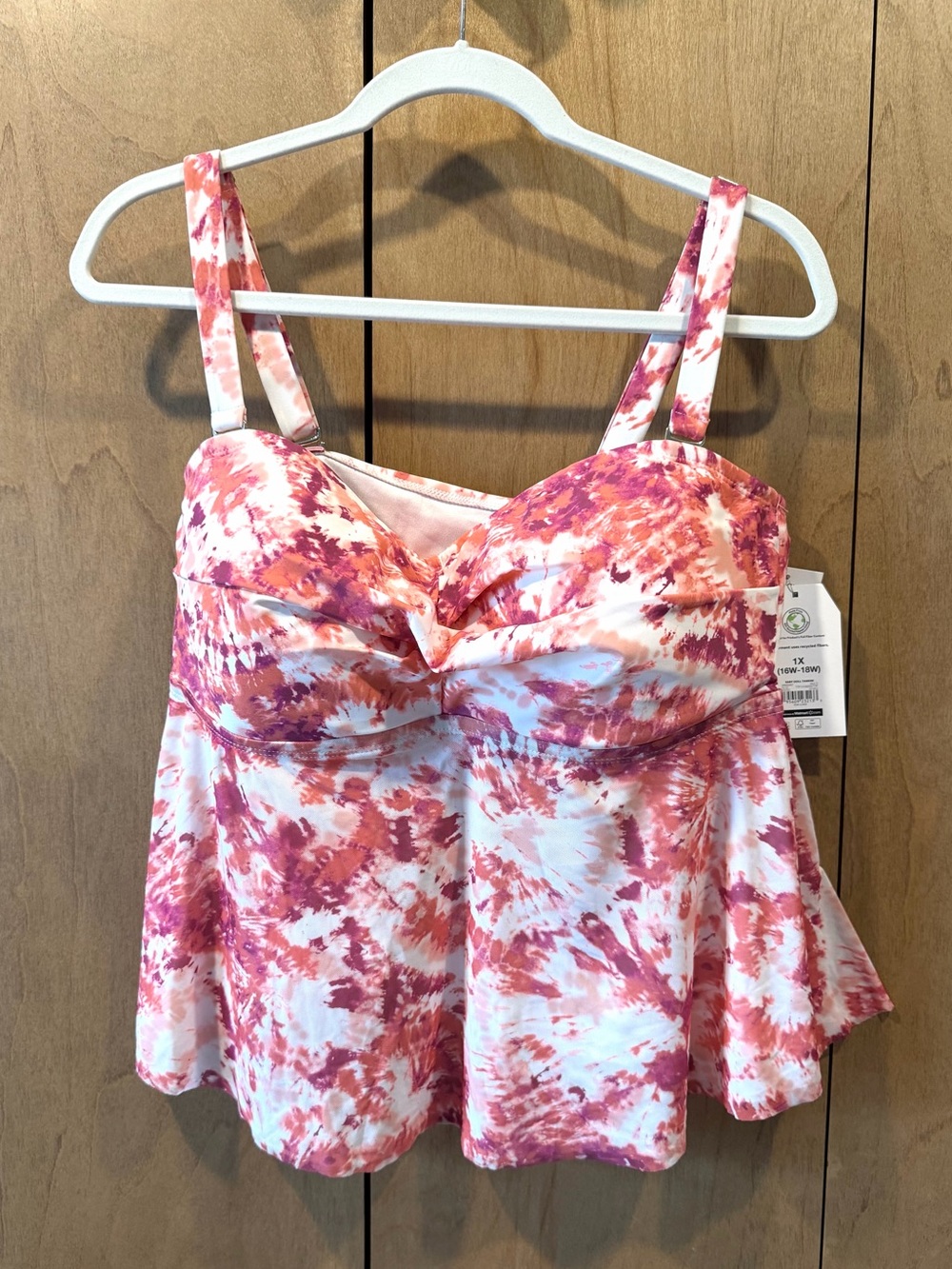 2/$15 Time and Tru 1X Tie-Dye swim Tank Top - Pink & Orange new with tags